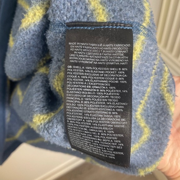 The North Face Mountain Print Gordon Lyons 1/2 Zip Fleece Sweater Blue Yellow L - Picture 6 of 10